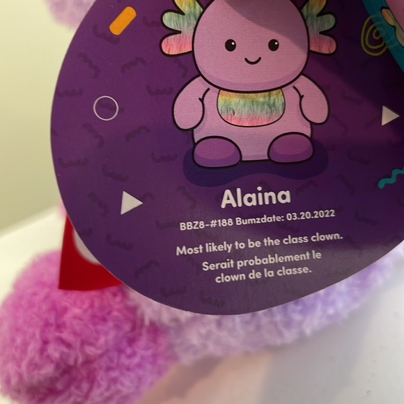 ⚡️NWT 7.5” Alaina the Purple Axolotl AquaBumz Bumbumz by Russ - Picture 4 of 4